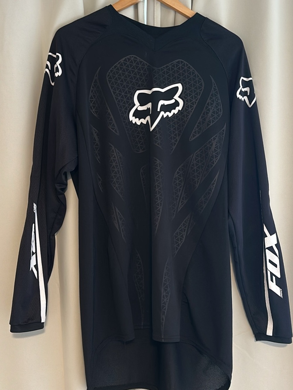 Fox Black Long Sleeve Jersey with White Logo